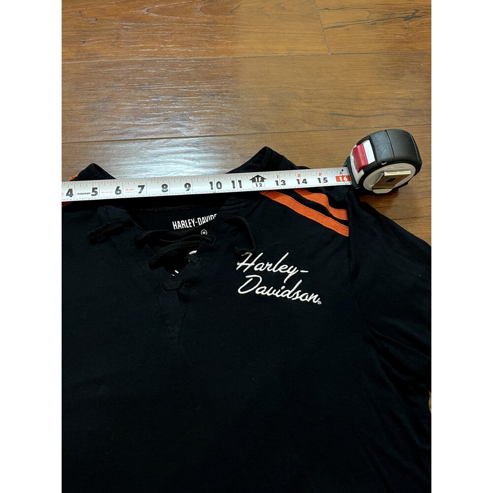 Harley-Davidson Women's Iconic Laced Front Black  Long Sleeve Henley Medium - Picture 4 of 10